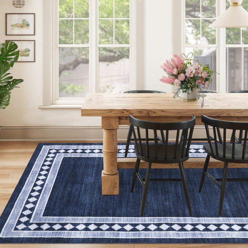 Machine Washable Rug Modern Geometric Hallway Rug With Rubber Backing Low Pile Indoor Carpet for Entrance Kitchen Bedroom
