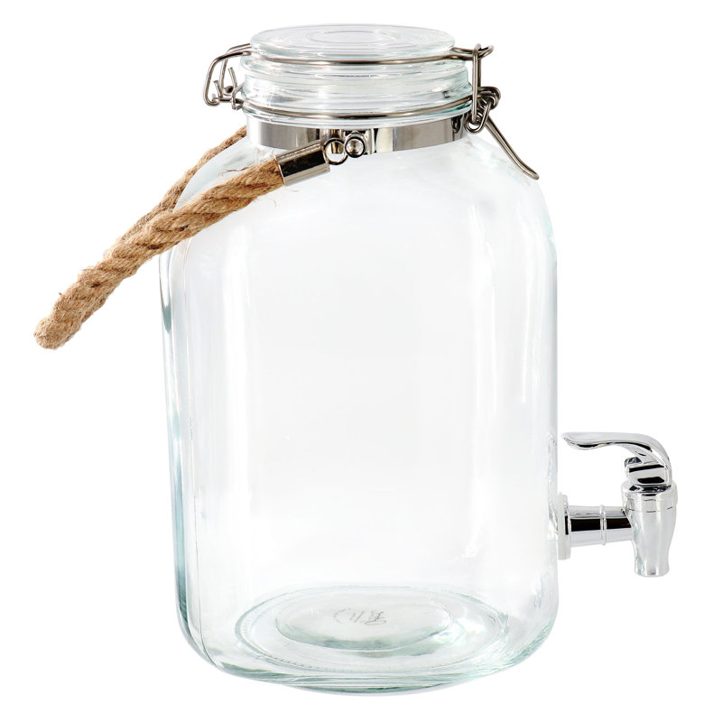 Ferris 1.3 Gallon Clear Glass Beverage Dispenser with Rope Handle