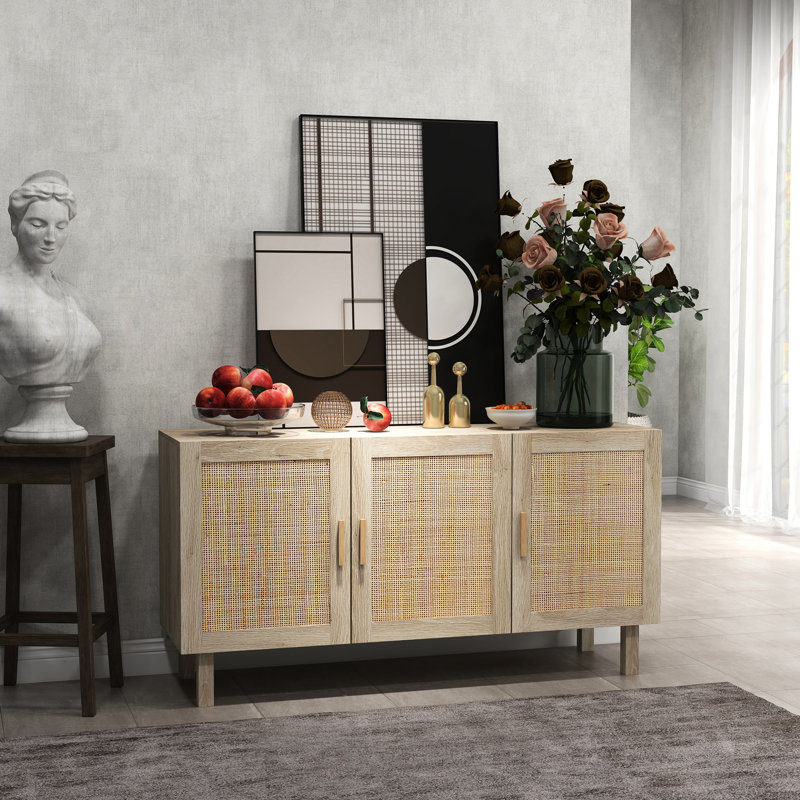 Buffet de style - 3 portes, ajoute de l'élégance à votre rangement de cuisine avec buffet, tablettes réglables