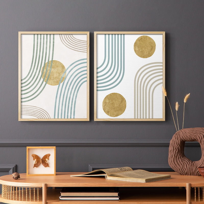 Modern Flow-Premium Framed Print -Ready to Hang - No Nails Required - No Nails Required, 15" H x 24" W, Natural Wood