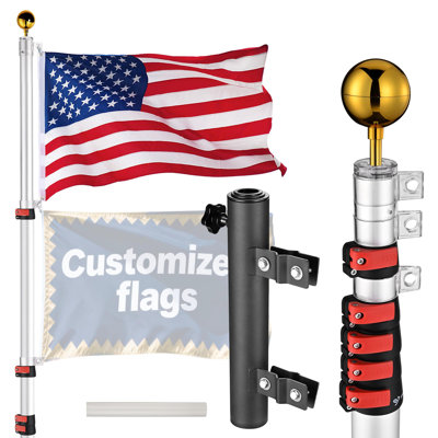  20Ft Portable Telescoping Flag Pole with Ladder Mount for Trade Show Fair