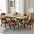 VKNOW Faux Leather Upholstered Dining Chairs Set of 2, High-Density Foam Cushion, Walnut Rubber Wood Legs for Dining Room, Bedroom, Brown-1424936873
