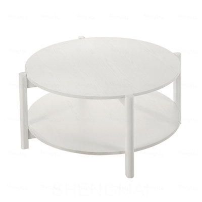 Table basse avec plateau rond et rangement ouvert