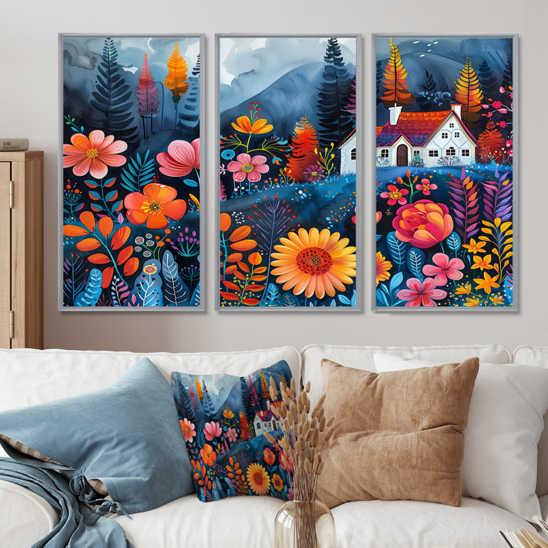 «Orange Orange Summer Farmhouse Garden Beauty II», ensemble d'impression d'art mural de ferme, H 32 po x l 16 po x P 1 po