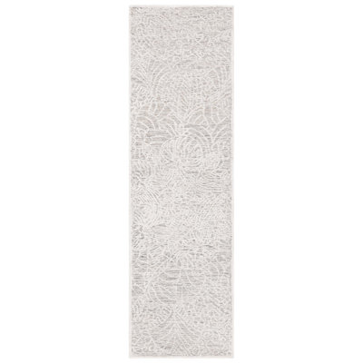 Bathel Hand Tufted Wool/Bamboo Silk/Cotton with Cotton Backing Floral Rug in Gray/Ivory