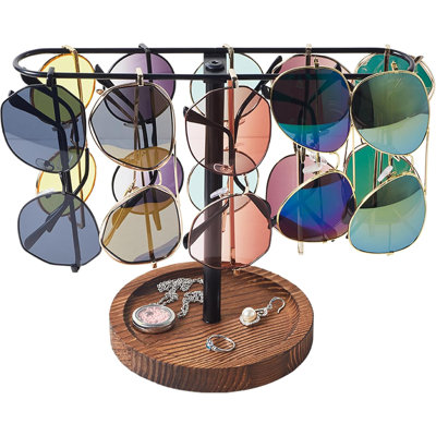 Sunglass Organizer, Multiple Glasses Holder Stand For Men And Women, Wood Eyeglass Holder Rack