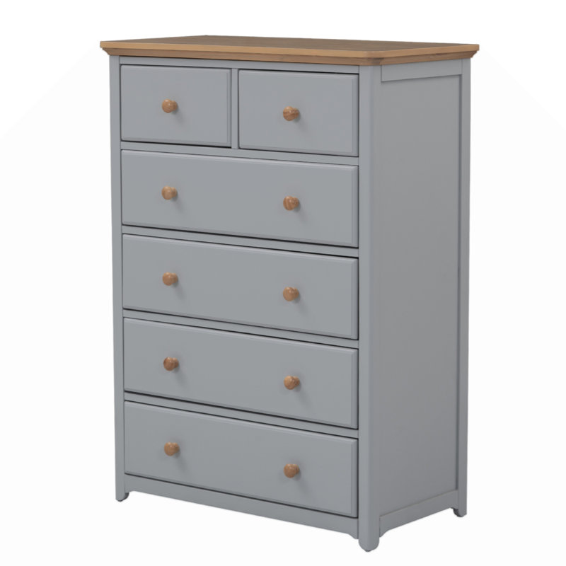 Commode en bois rustique avec 6 tiroirs, armoire de rangement pour chambre à coucher, Gris