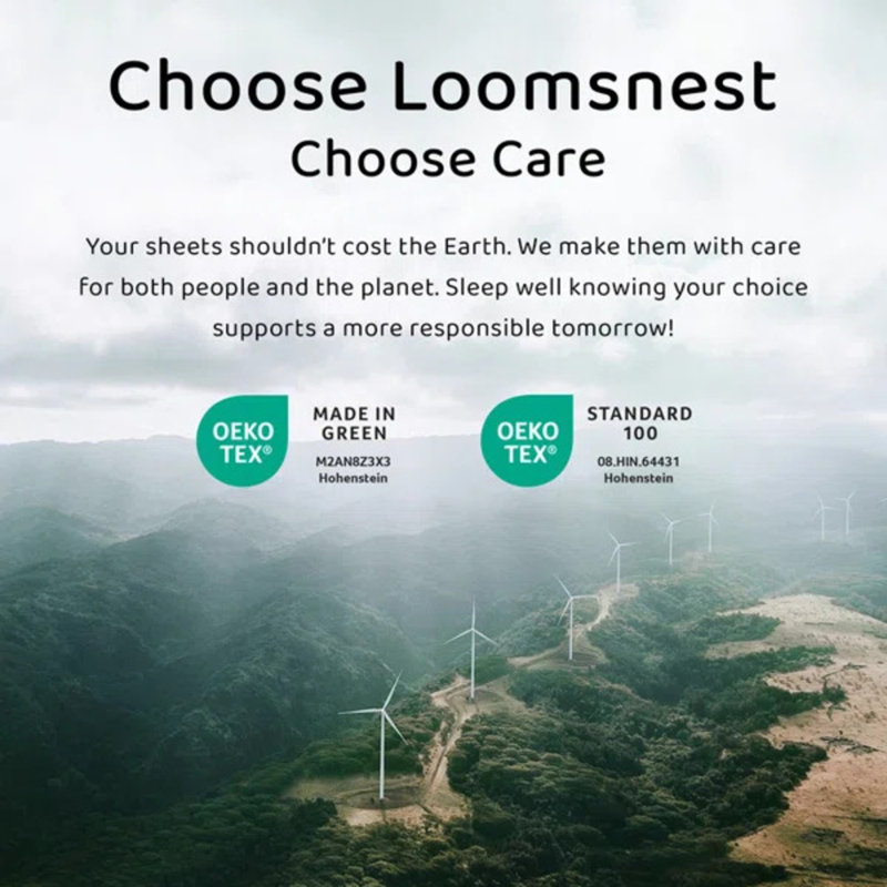 Loomsnest 100% Long Staple Cotton 400 Thread Count Sateen Sheet Set, Wrinkle Resistant, Deep Pocket, Fits up to 18", Full, Dark Gray