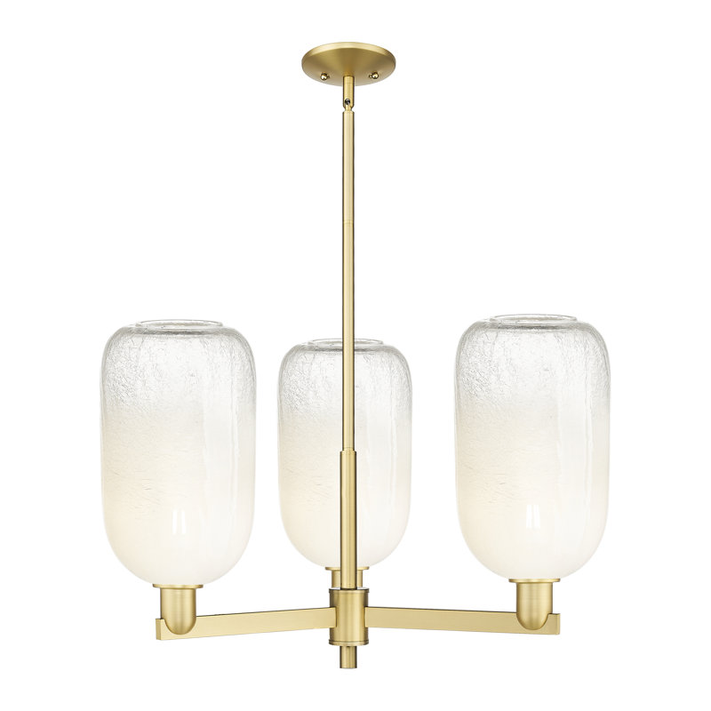 Lustre suspendu 3 lumières Gateshead, Opale, Chrome poli