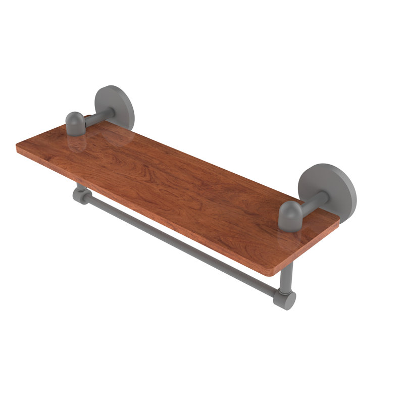 Tablette murale unie bois ironwood Itzhak, Gris mat, H 5 po x l 16 po x P 5 po