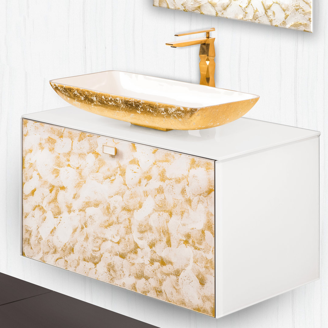 Audet 31.5'' Single Bathroom Vanity with Tempered Glass Top Everly Quinn
