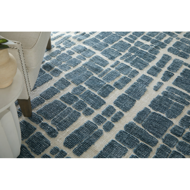 Gunderson Modern Abstract Blue Area Rug, Rectangle 2' x 3'
