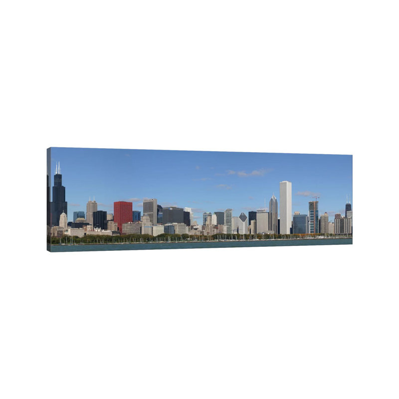 Chicago Skyline Cityscape - Wrapped Canvas Panoramic Print, 30.48 cm H x 91.44 cm W x 1.91 cm D