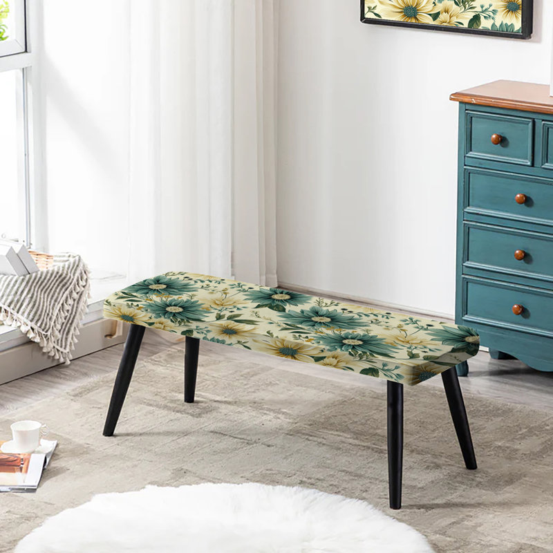 Banc rembourré Plants,  Dahlia vert et beige