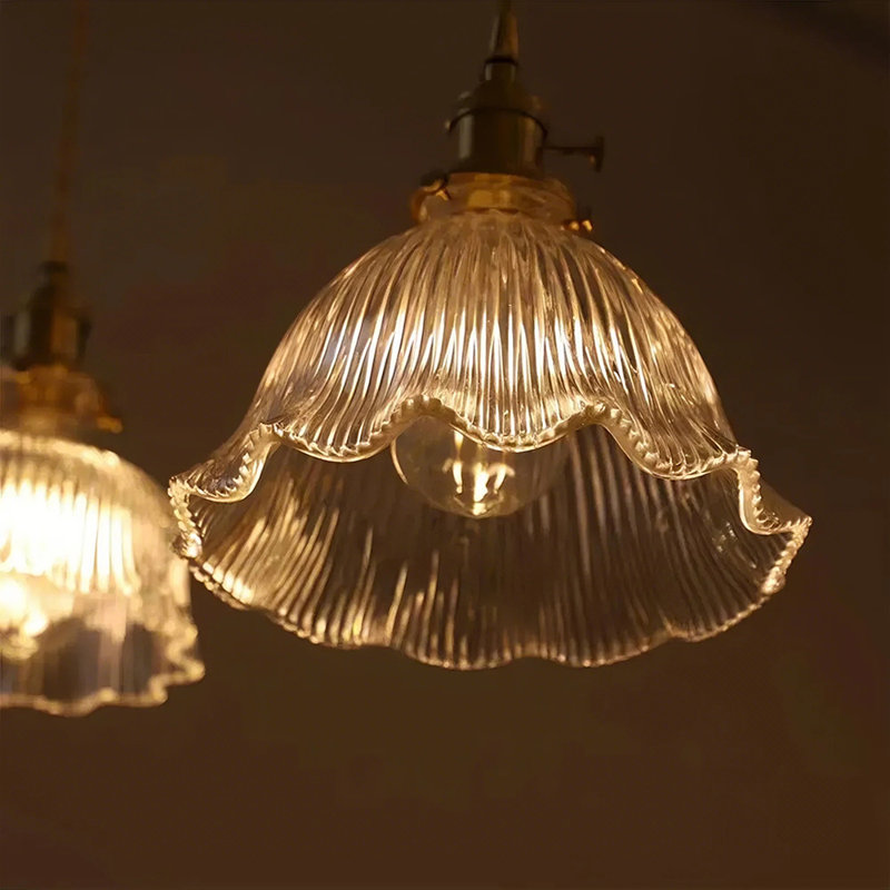 Flower Glass Shade Pendant Light, Clear
