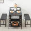 Dining Table Set For 4, Kitchen Table Set For 4 With 2 Benches, Rectangular Dining Room Table Set With Wine Rack, 3 Piece Dining Table Set For Small Space Apartment, Grey-1839541209-1839541210-1839541207