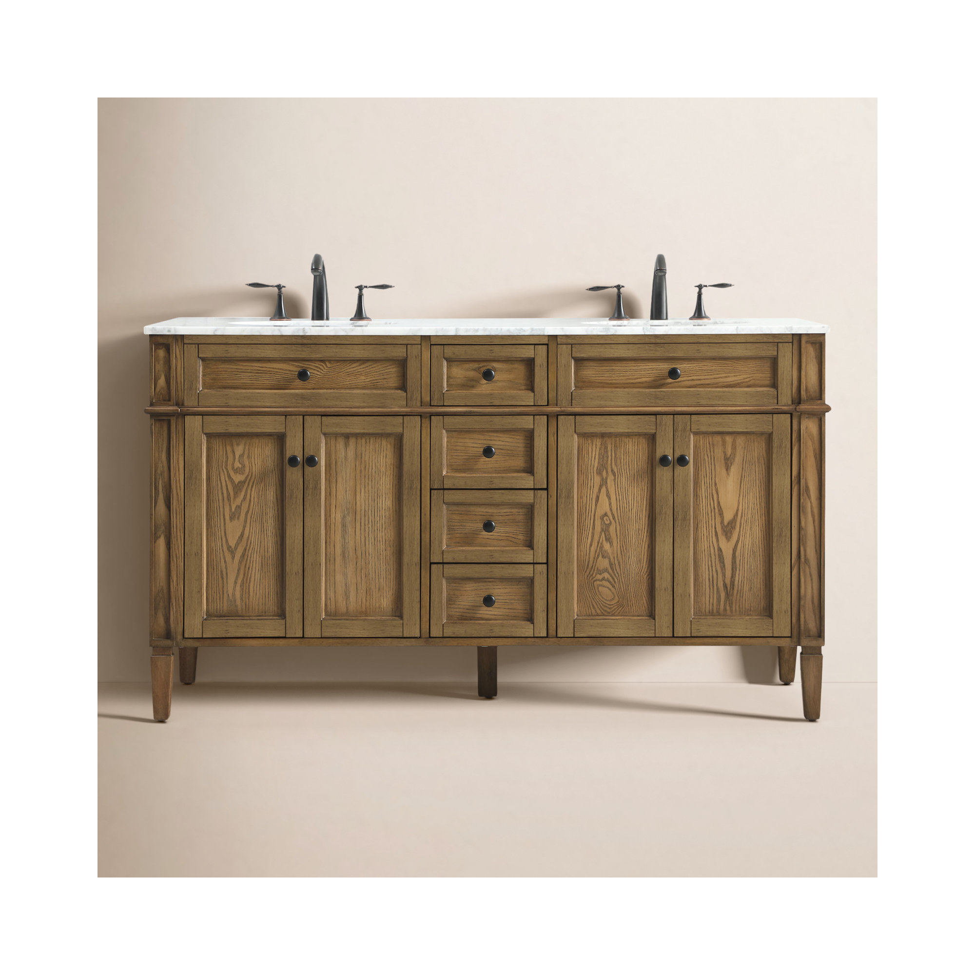 Rivers 60'' Double Bathroom Vanity, Dark Brown