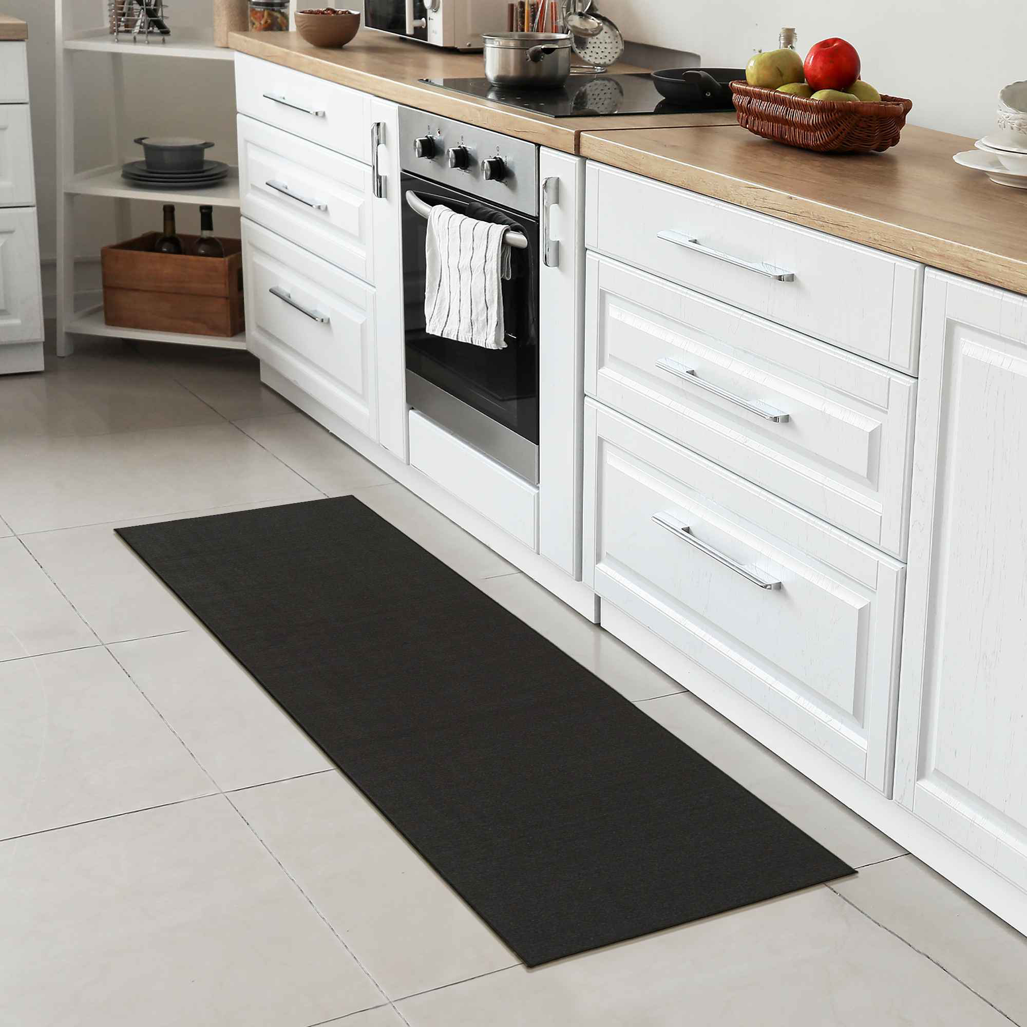 Gloria Non Slip Rubber Back Kitchen Rug Kitchen Runner Kitchen Mat Anti Slip Carpet (Checkered-Gray Runner (20 inchx59 inch)), Size: 20x59 (Runner)