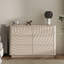 Commode à 6 tiroirs pour la chambre à coucher, grande commode moderne de 46,5 po de largeur avec poignée et ondulation, organisateur de rangement en bois pour placard, chambre de bébé, salon, appartement, blanc cassé chaleureux