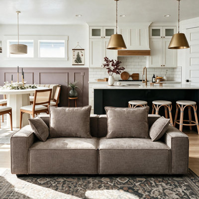 Makassar 89.37'' Sofa with Square Armrests