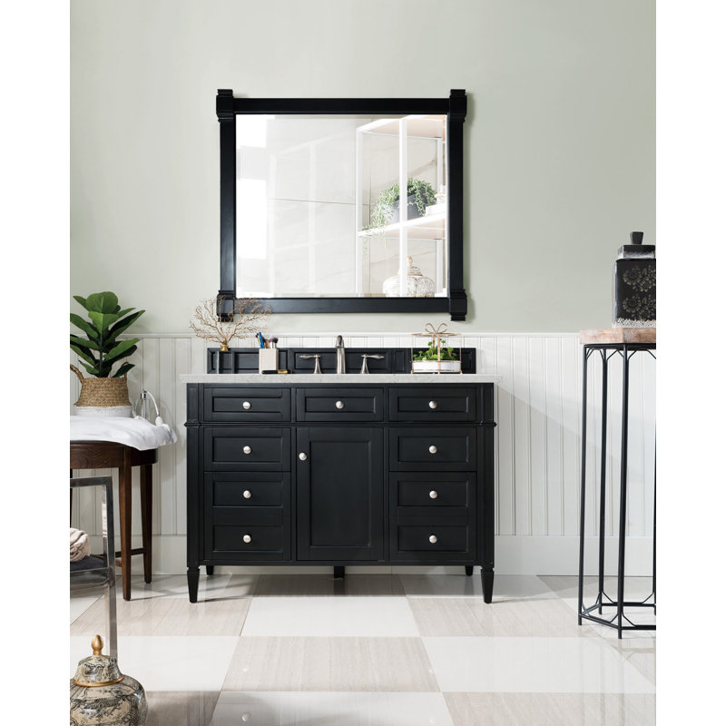 Brittany 48'' W Single Vanity, Eternal Jasmine Pearl, Black Onyx