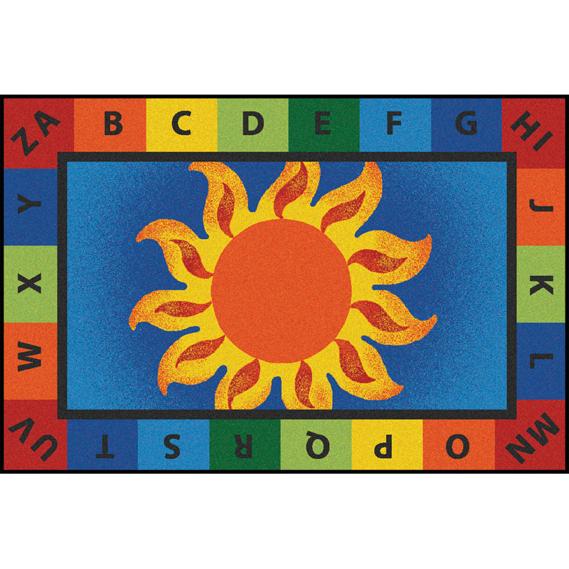 Tufted Blue/Orange/Black Area Rug, Rectangle 4' x 6'