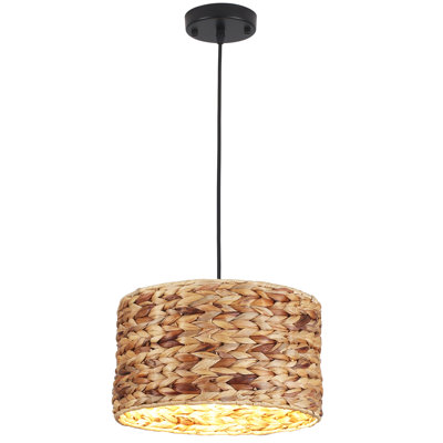 Niki 1 - Light Brown Drum Rattan Pendant