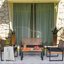 Modern Modern Lawn Furniture 4: Table en bois, brun, design ergonomique 4 Patio: plateau de table, sièges, cadre rouillé