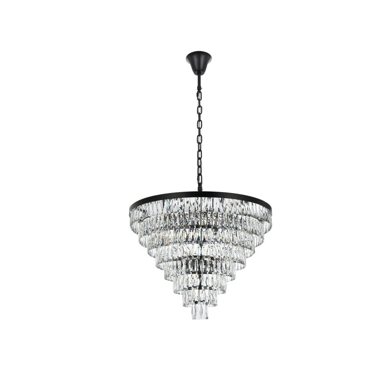 Lustre rond 36 pouces Iva, Noir, noir, noir, noir