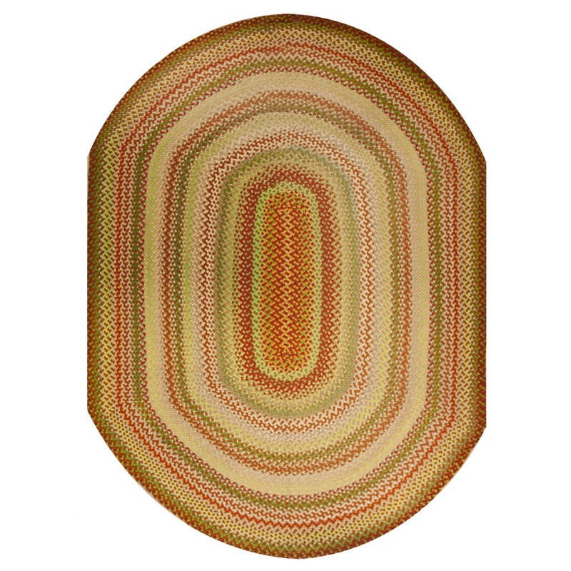 Vintage Mid Century Modern American Oval Braided Room Size Rug