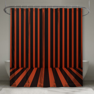 Black And Orange Stripes Shower Curtains Extra Long