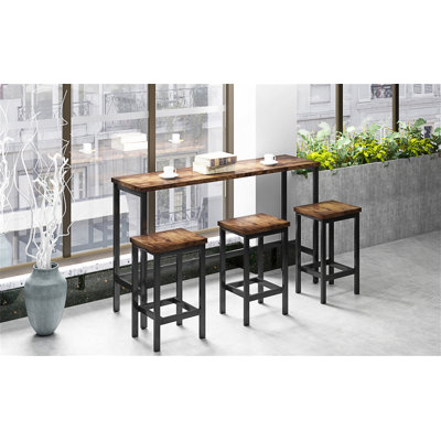 Keiera Modern Design Kitchen Dining Table, Pub Table, Long Dining Table Set with 3 Stools