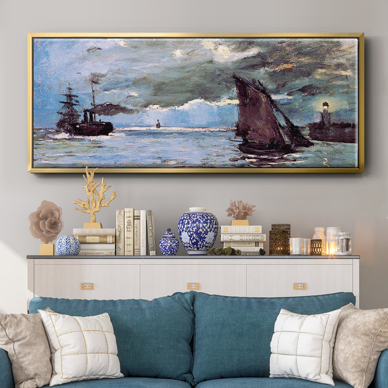 Paysage marin par Monet - toile encadrée, H 24 po x l 60 po