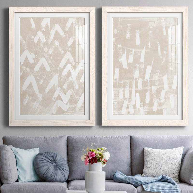 Earth Gravure III - ensemble de 2 peintures encadrées, Cadre blanc, H 37,5 po x l 27,5 po x P 1 po