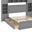 Grand lit en bois avec armoire, tablette et lit gigogne