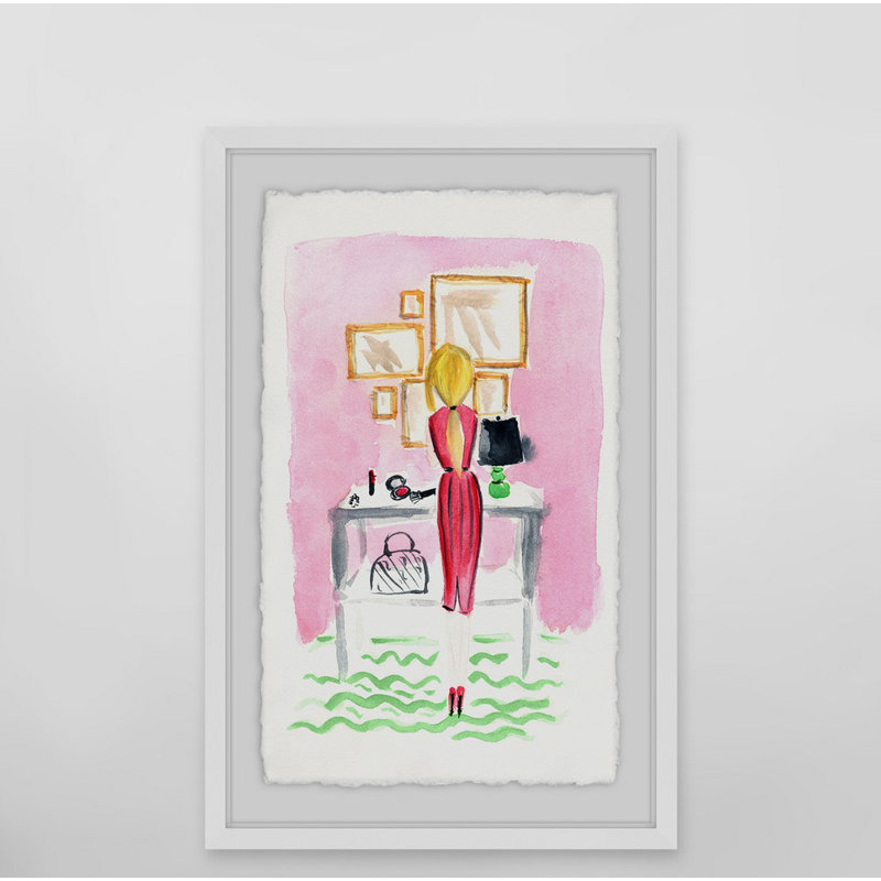 Getting Ready - Single Picture Frame Painting, 46 cm H x 30 cm W x 4 cm D, White Framed
