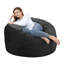 Fauteuil à billes noir en mousse à mémoire de forme de 4 pi pour adultes, housse en microfibre douce et amovible, grand canapé confortable pour salle de jeux et chambre à coucher