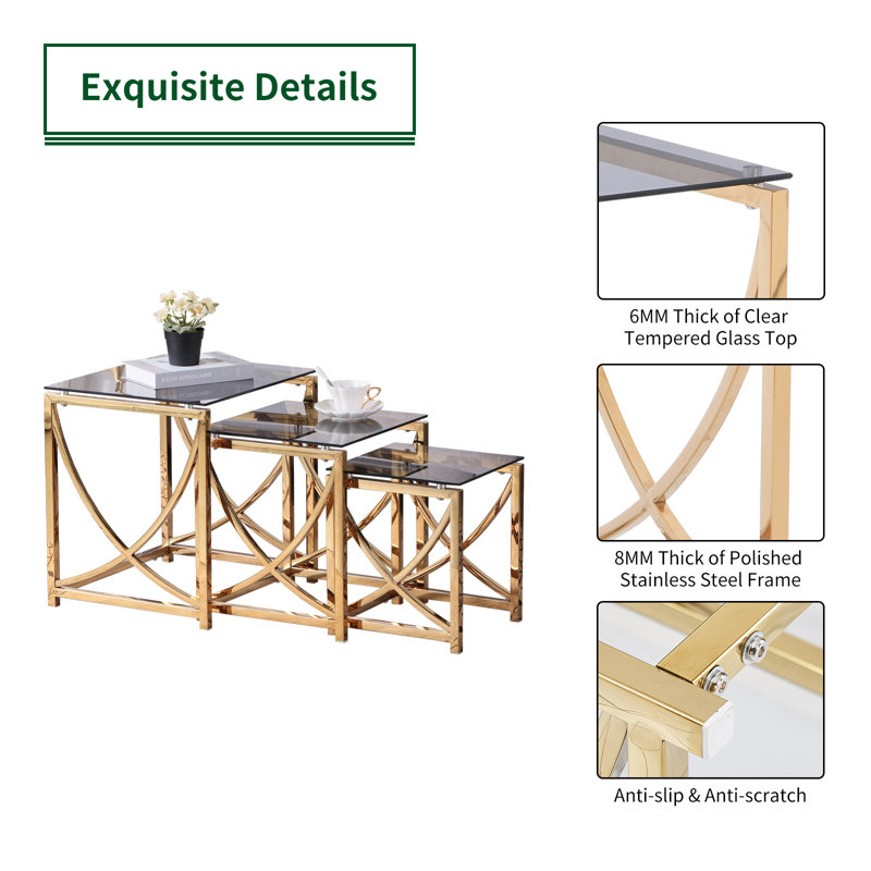 Glass Top Nesting Coffee Table