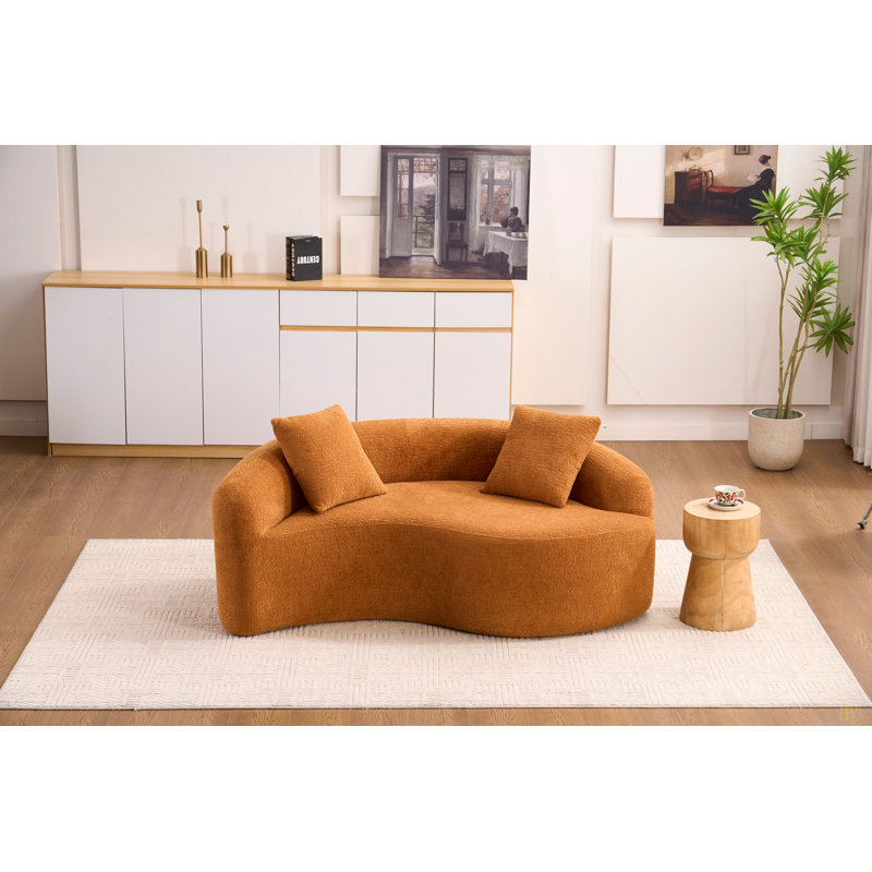 S-Curved Chenille Sectional Sofa: Dual-Depth (21.3" & 26.8"),, No Assembly, Compact For Small Spaces, 400 Lbs, 66.9" L