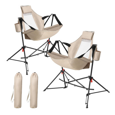 Chaise de camping hamac pliante - Chaises de camping portatives pliantes avec dossier réglable en alliage d'aluminium et porte-gobelet pour patio