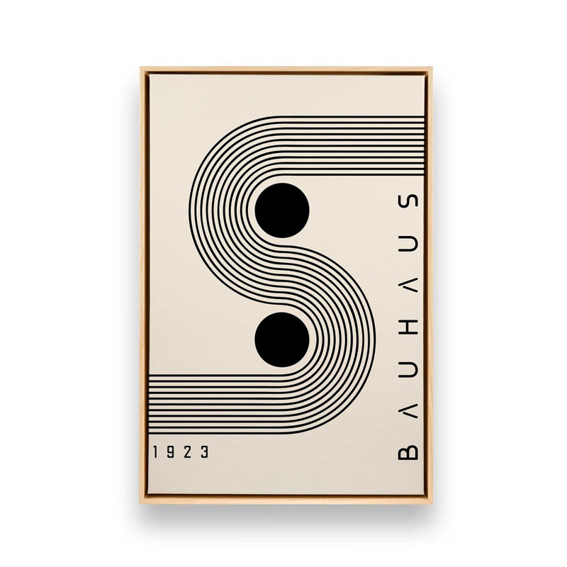 Impression sur toile Bauhaus Black Dot Balance dans un cadre en érable, 30 po x 20 po, H 30,75 po x l 20,75 po x P 1,75 po