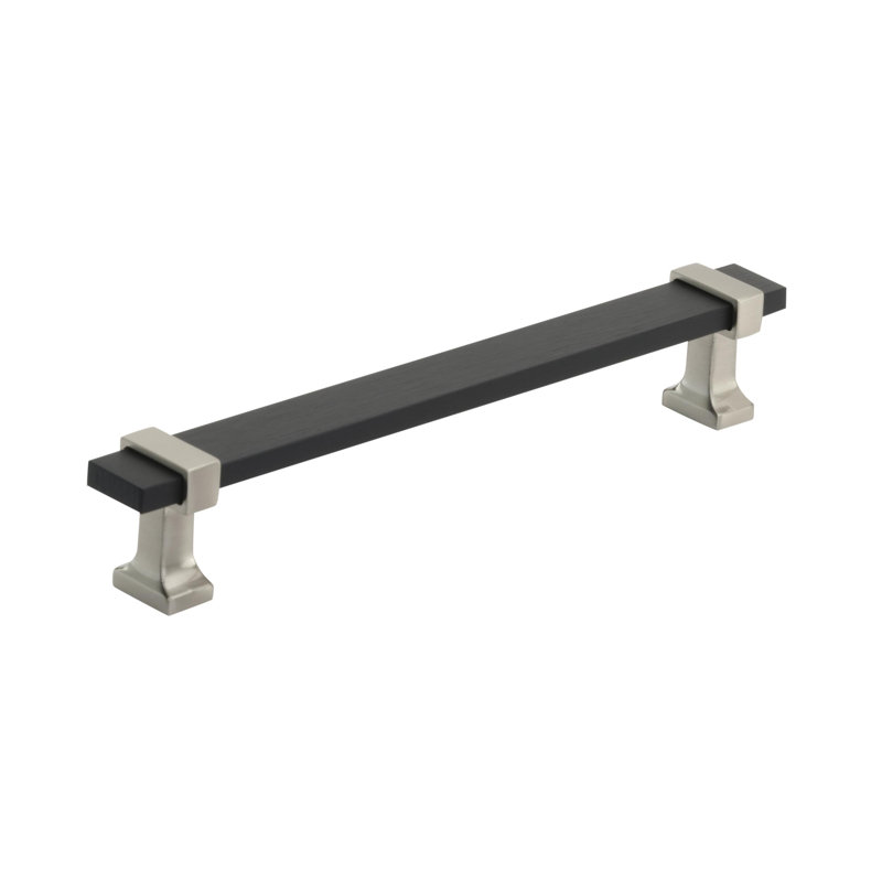 Poignée barre Overton, Noir mat brossé / nickel satiné, 6 5/16 po D'un centre à l'autre