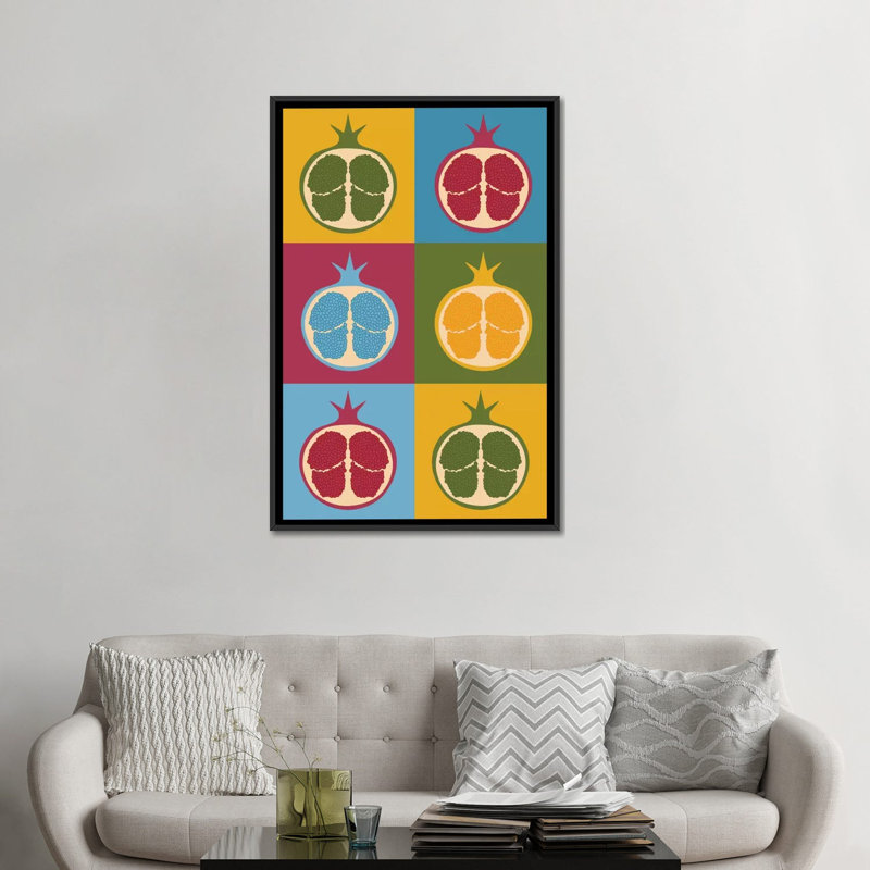 «Pomegranate» par Flatowl - impression sur toile tendue, H 26 po x l 18 po x P 1,5 po, Toile avec cadre noir, Pas de tapis