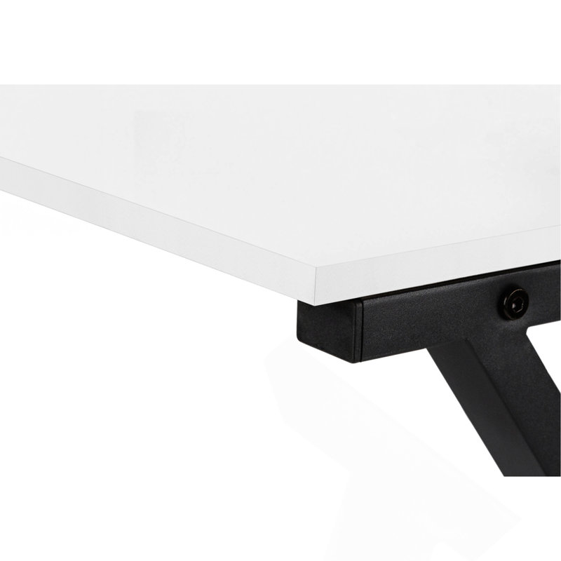 L-Shaped Metal Base Computer Desk, White