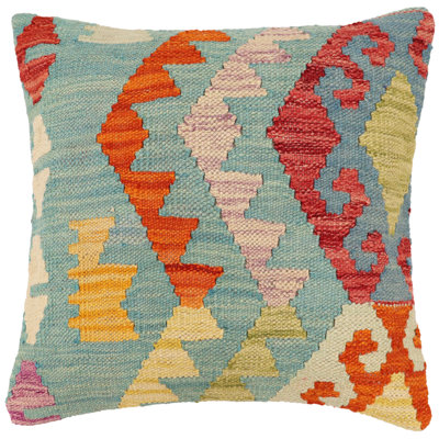 Rustic Caballer Turkish Hand-Woven Kilim Pillow - 17" X 18"