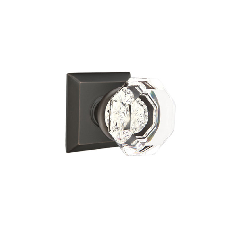 Ensemble de boutons de passage Emtek avec rosette Quincy et bouton Old Town, Bronze huilé