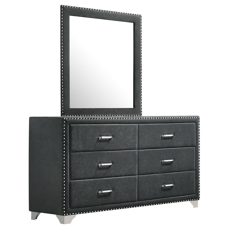 Commode Milayah avec miroir, Gris