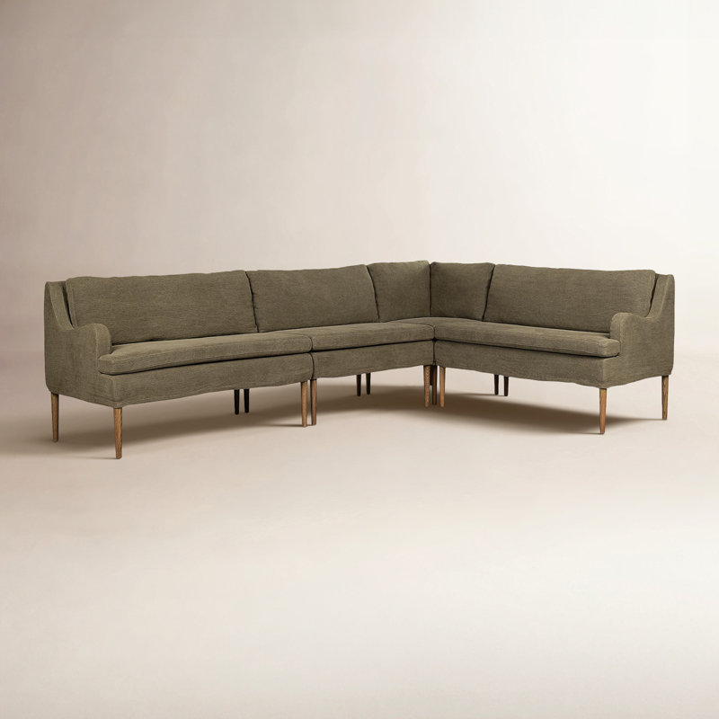 Aurelia 4-Piece Sectional, Right Hand Facing, Broadway Olive Linen, 34.5" H x 125" W x 76" D
