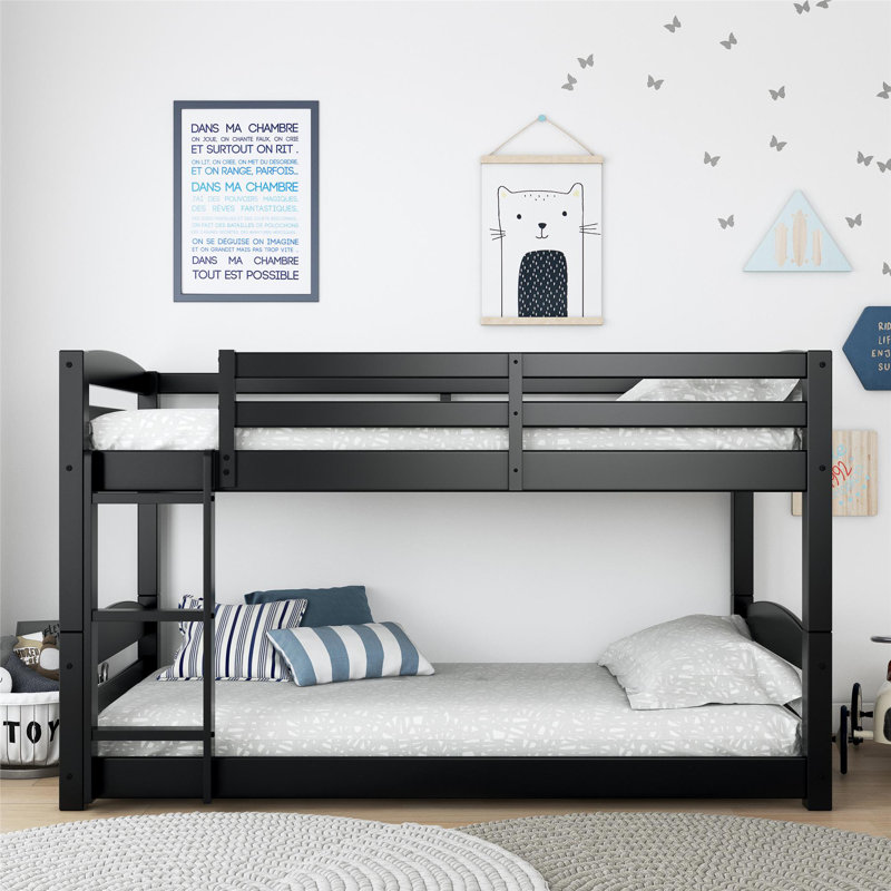 Cvyatko Kids Bunk Bed, Black, Twin Over Twin