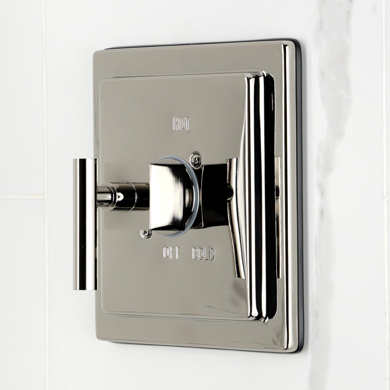 Robinet de baignoire à pression équilibrée à poignée simple Kingston Brass Claremont, Nickel poli